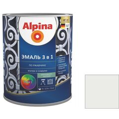 Грунт-эмаль по ржавчине Alpina 3-in-1 белая 2.5 л