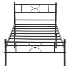 Metal bed black 211x155x90 cm