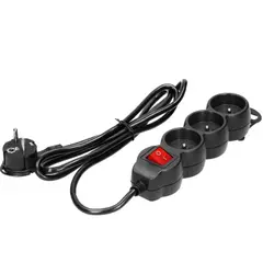 Extension cable VIRONE 3 5m 3 1.5mm² Schuko switch black