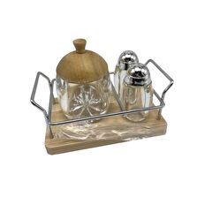 Salt and pepper shaker with wooden stand MG-2007