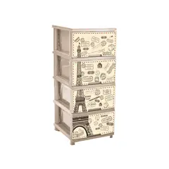 Chest of drawers with decor Aleana 4 drawers straw color