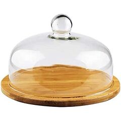Wooden cake plate with glass lid MG-1534