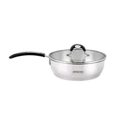 Metal pan with glass and metal lid Arshia SS478-3084 24x6cm