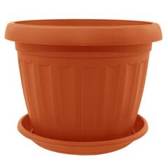 Plastic flower pot with a stand Aleana Terra 30x23 Terracotta