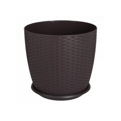 Горшок пластиковый Aleana Rotang с подставкой 30x27,5см тёмно-коричневый