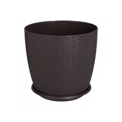 Pot plastic Aleana Rotang with stand 30x27,5cm dark brown