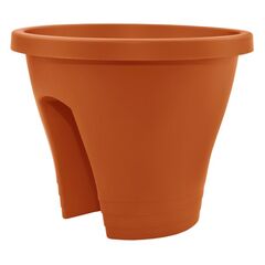 Plastic flower pot with fastening on the railing Aleana Jeneva terracotta 29 cm