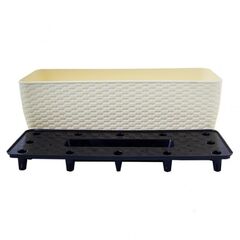 Пластиковый горшок Aleana Rotang с подставкой 50x18см белая роза