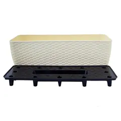 Plastic pot Aleana Rotang with stand 50x18cm white rose