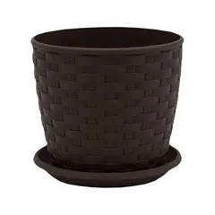 Plastic flower pot with a stand ALEANA Rotang 16x15 dark brown