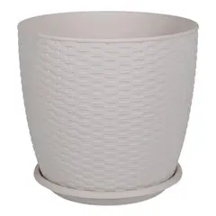Pot plastic Aleana Rotang with stand 30x27,5cm white rose