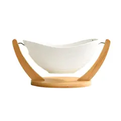 Ceramic dishes with bamboo stand BONE BRILLIANT 38cm PD2260 15