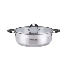 Металлическая сковорода со стеклом и металлической крышкой Arshia SS478-3086 28x7см