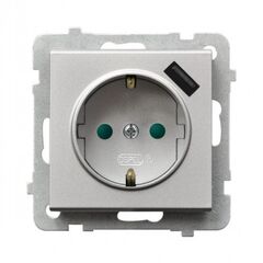 როზეტი დამიწებით Ospel Sonata GP-1RSPUSB/m/38 1 განყოფილებიანი + USB ვერცხლი მქრქალი