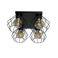 ჭერის სანათი LUMINEX Leti 4 E27 ლითონი შავი რომბი 084