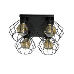 ჭერის სანათი LUMINEX Leti 4 E27 ლითონი შავი რომბი 084