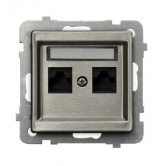 Розетка компьютерная Ospel Sonata GPK-2RM/K/m/37 RJ45 Cat 5e 2 местная стальной цвет
