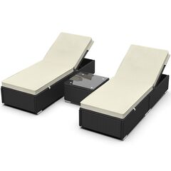 Garden set of two chaise longues, coffee table