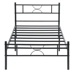 Metal bed black 211x155x90 cm