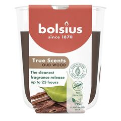 სანთელი არომატული მინაში Bolsius Oud Wood 80/73 მმ