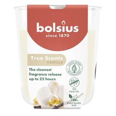 Свеча ароматичекая в стекле Bolsius Vanille 80/73 мм