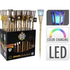 ბამბუკის ბაღის ჩირაღდანი GARDEN TORCH BAMBOO WITH LED