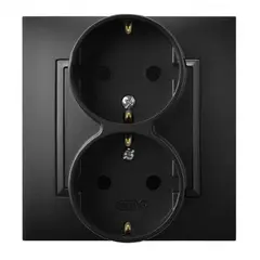 Розетка OSPEL 2 82x88x22 с заземлением черная