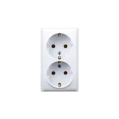 Розетка OSPEL 2 60x100x40 с заземлением белая
