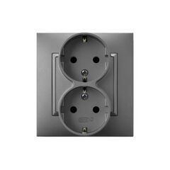 Socket OSPEL 2 82x88x22 with grounding grey