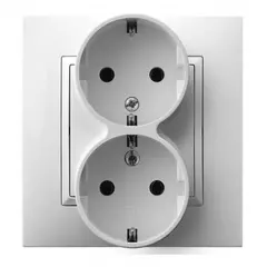 Розетка OSPEL 2 82x88x48 с заземлением белая