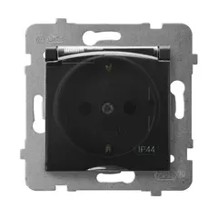 Power socket grounded with cover no frame Ospel Aria GPH-1US/m/33/d 1 sectional IP44 black