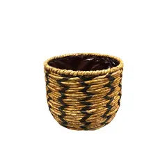 ქოთანი მოწნული Mega Collections Loftier ZigZag Brown D18H44