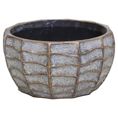 Ceramic pot Mega Collections Aurum Bowl Wave Bronze D22H11.5