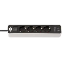დამაგრძელებელი 4 Brennenstuhl 1,5მ 2 USB ამომრთველი თეთრი შავი
