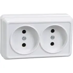 External power socket without grounding IEK РС22-2-ОБ 2 sectional white