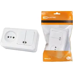 Switch with socket TDM 10 A 220 V