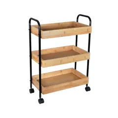 Bathroom shelf Bisk Plain Black Bamboo