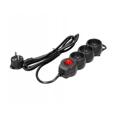 Extension cable VIRONE 3 3m 3 1.5mm² Schuko switch black