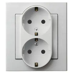 Power socket grounded Ospel Sonata GP-2RSP/38 2 sectional matt silver