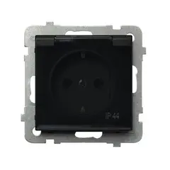 Power socket grounded with cover no frame Ospel Sonata GPH-1RS/m/33/d 1 sectional IP44 black