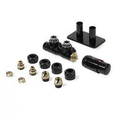Set of integrated thermostatic valves angular Terma TWINS ALL IN ONE