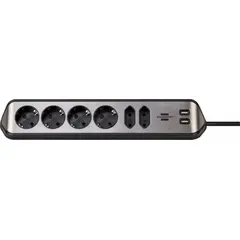 Corner extension cord 6 Brennenstuhl 2m 2 USB silver black