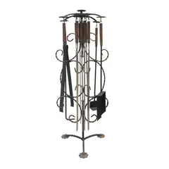 A set of forged fireplace accessories + 8 skewers A130