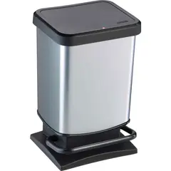 Trash can with pedal Rotho 20 L PASO black-silver