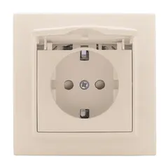 Power socket grounded with a cover, with curtains EKF ERR16-029-200-44 IP44 1 sectional beige