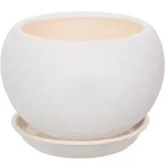 Flower Pot-Sphere Ceramic White Silk 1,4l