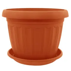 Plastic flower pot with a stand Aleana Terra 30x23 Terracotta