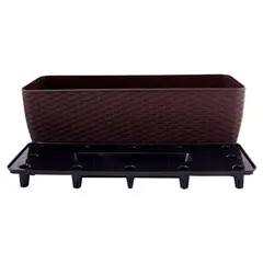 Горшок пластиковый со вставкой Aleana Rotang 50x18см темно коричневый