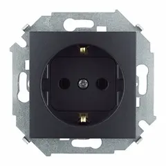 Розетка с заземлением со шторками Simon 15 1591443-038 1 местная графит