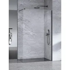 Shower glass transparent glass profile black with wall mount New Trendy 90x200 cm-8mm